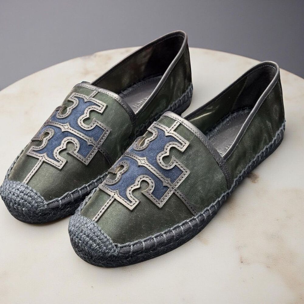 Tory Burch Ines Espadrille Loafers Women’s 6 Malachite Navy BNIB